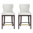 Blair Modern Wood Upholstered Counter Stool in White - Set of 2