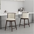 Evalyn Modern Wood Upholstered Counter Stool in Cream - Set of 2