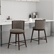 Evalyn Modern Wood Upholstered Counter Stool in Cream - Set of 2