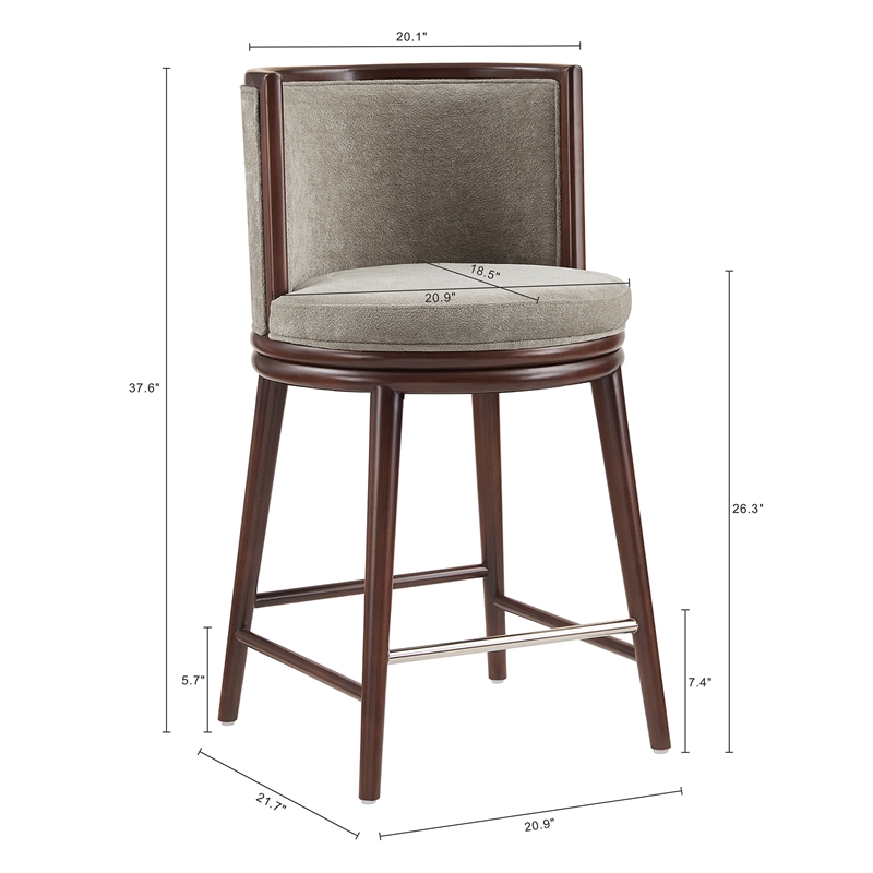 Evalyn Modern Wood Upholstered Counter Stool in Cream - Set of 2