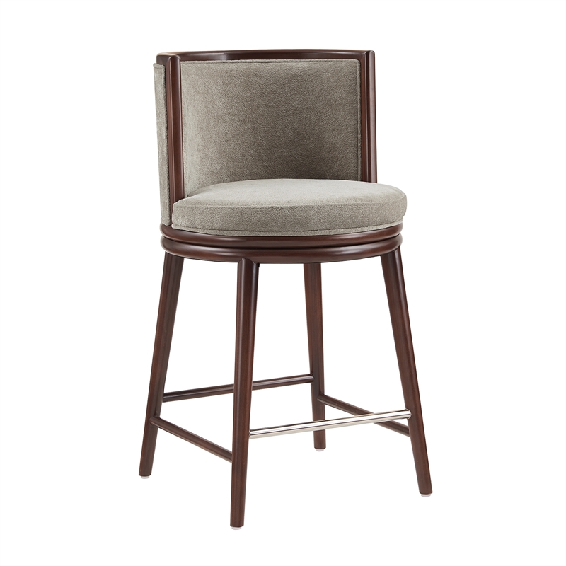 Evalyn Modern Wood Upholstered Counter Stool in Cream - Set of 2