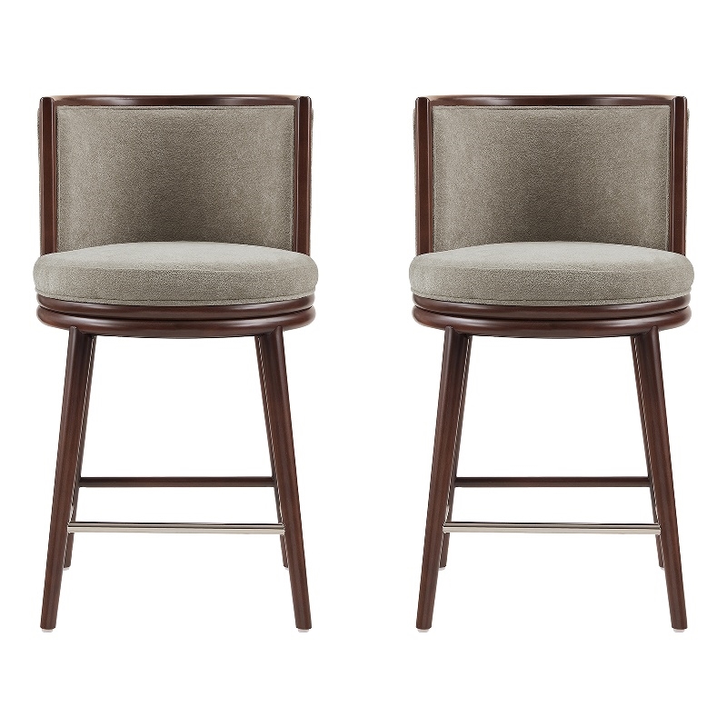 Evalyn Modern Wood Upholstered Counter Stool in Cream - Set of 2