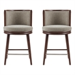 Evalyn Modern Wood Upholstered Counter Stool in Cream - Set of 2