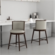Evalyn Modern Wood Upholstered Counter Stool in Stone - Set of 2