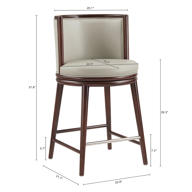 Evalyn Modern Wood Upholstered Counter Stool in Stone - Set of 2