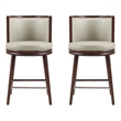 Evalyn Modern Wood Upholstered Counter Stool in Stone - Set of 2
