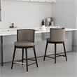 Evalyn Modern Wood Upholstered Counter Stool in Taupe - Set of 2