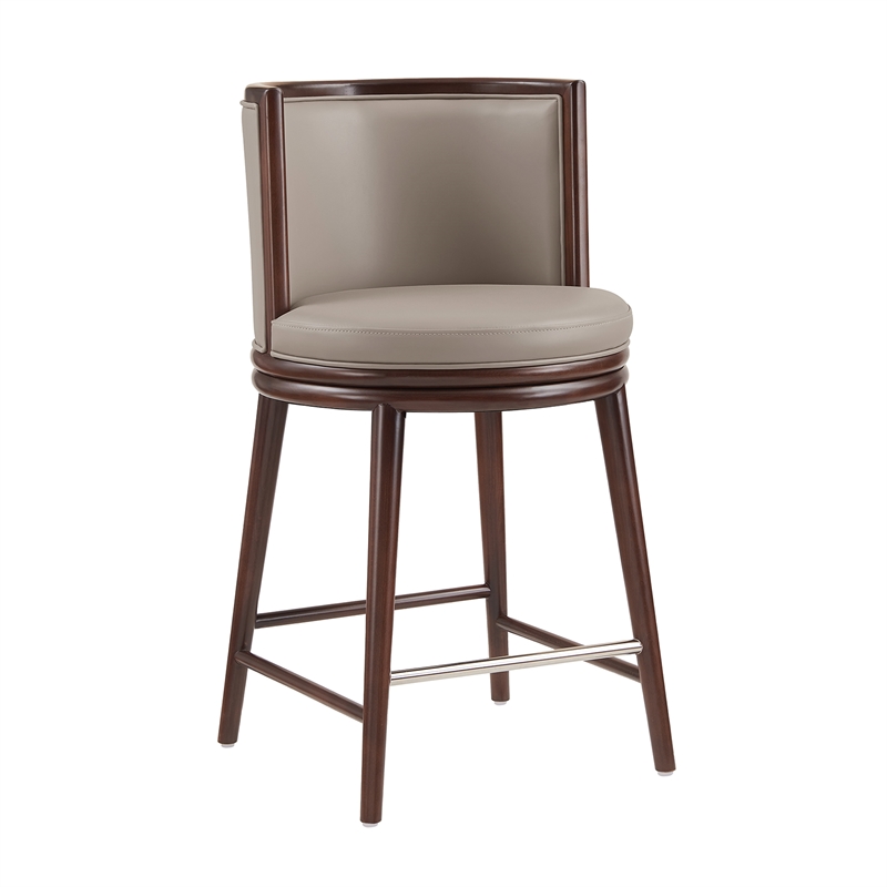 Evalyn Modern Wood Upholstered Counter Stool in Taupe - Set of 2