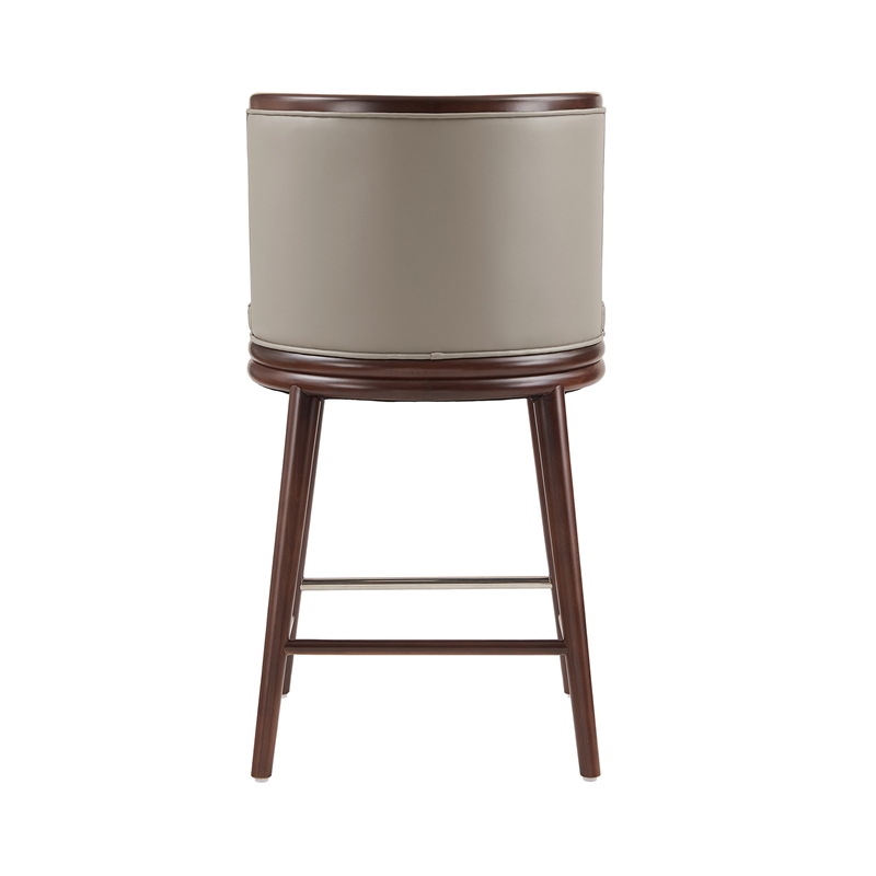 Evalyn Modern Wood Upholstered Counter Stool in Taupe - Set of 2