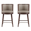 Evalyn Modern Wood Upholstered Counter Stool in Taupe - Set of 2