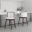 Evalyn Modern Wood Upholstered Counter Stool in White - Set of 2