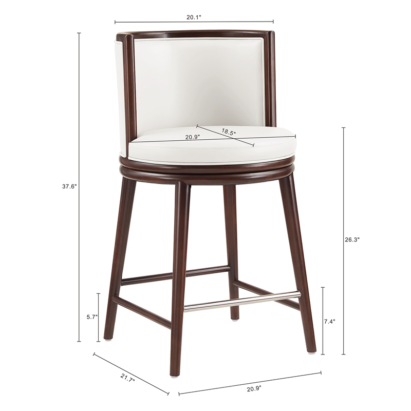 Evalyn Modern Wood Upholstered Counter Stool in White - Set of 2