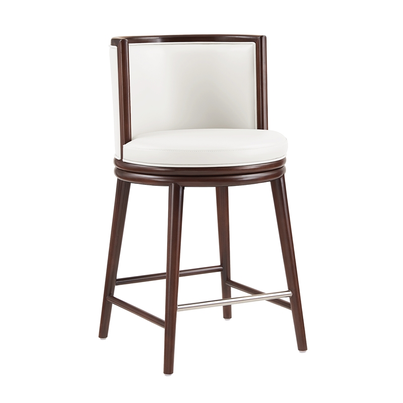 Evalyn Modern Wood Upholstered Counter Stool in White - Set of 2