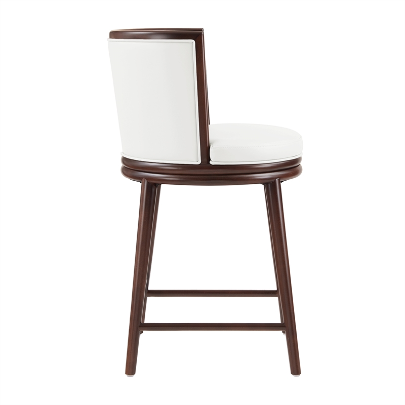 Evalyn Modern Wood Upholstered Counter Stool in White - Set of 2