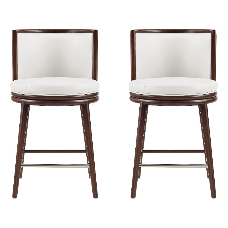 Evalyn Modern Wood Upholstered Counter Stool in White - Set of 2