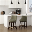 Lucia Modern Wood Chenille Counter Stool in Leaf Green - Set of 2
