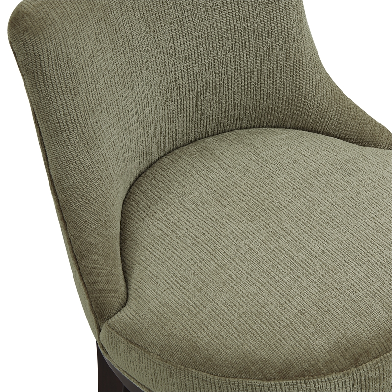 Lucia Modern Wood Chenille Counter Stool in Leaf Green - Set of 2