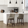 Lucia Modern Wood Chenille Counter Stool in Taupe - Set of 2
