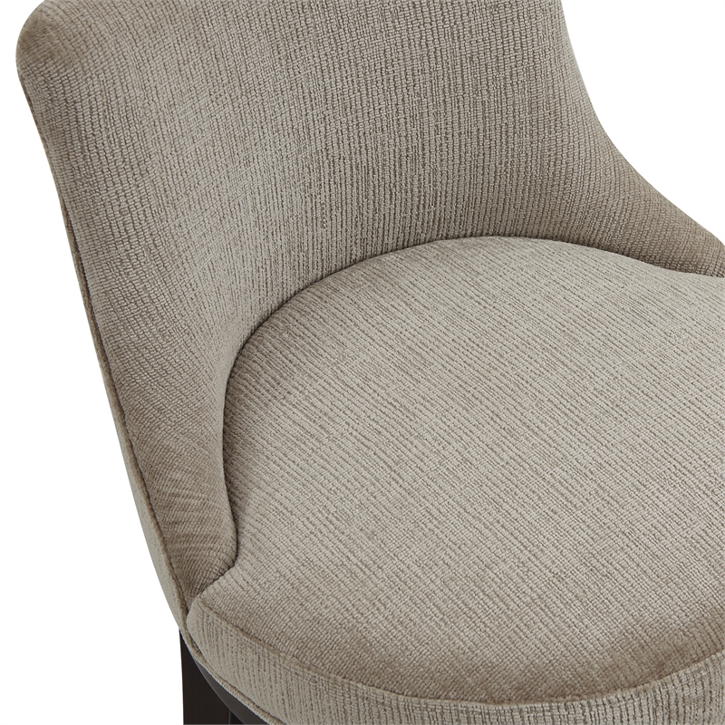Lucia Modern Wood Chenille Counter Stool in Taupe - Set of 2