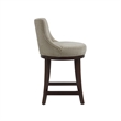 Lucia Modern Wood Chenille Counter Stool in Taupe - Set of 2