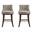 Lucia Modern Wood Chenille Counter Stool in Taupe - Set of 2