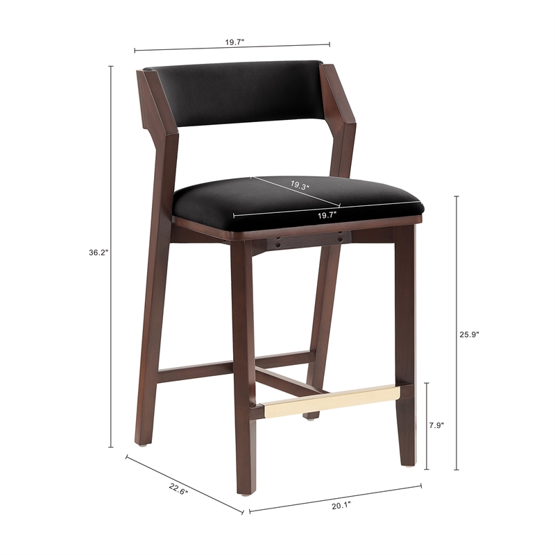 Patricia Modern Wood Upholstered Counter Stool in Black - Set of 2
