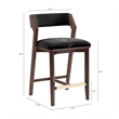 Patricia Modern Wood Upholstered Counter Stool in Black - Set of 2