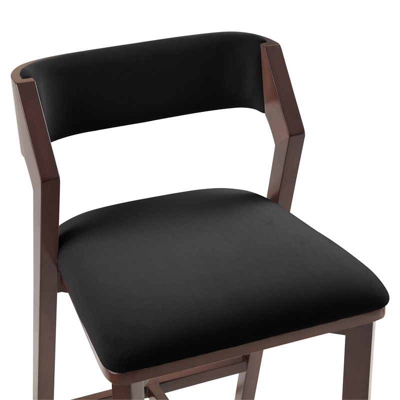 Patricia Modern Wood Upholstered Counter Stool in Black - Set of 2