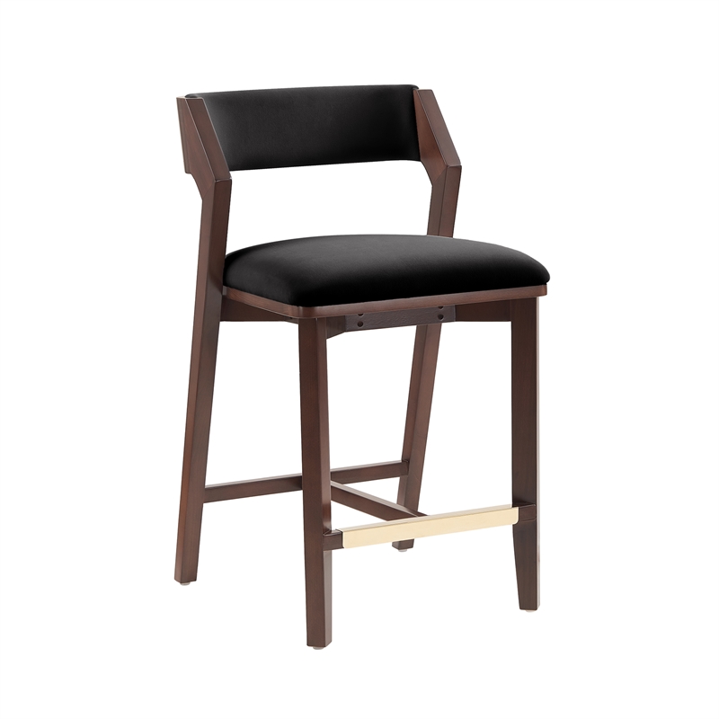 Patricia Modern Wood Upholstered Counter Stool in Black - Set of 2