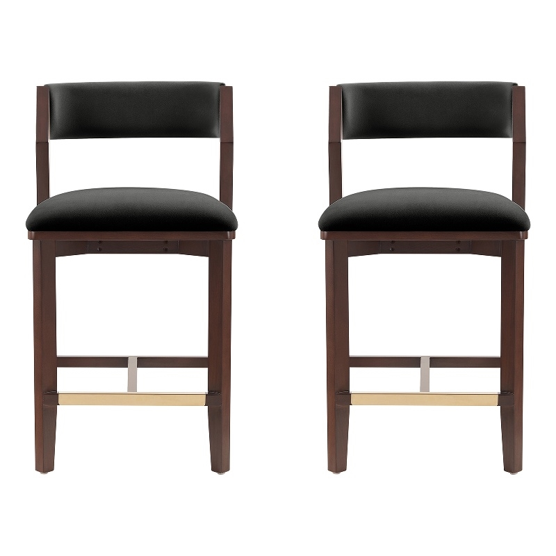 Patricia Modern Wood Upholstered Counter Stool in Black - Set of 2