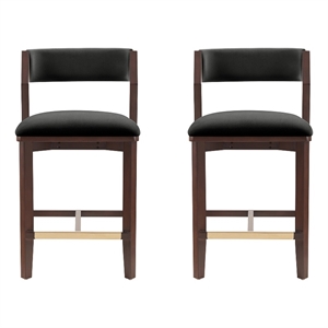 Patricia Modern Wood Upholstered Counter Stool in Black - Set of 2
