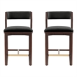 Patricia Modern Wood Upholstered Counter Stool in Black - Set of 2