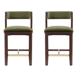 Patricia Modern Wood Upholstered Counter Stool in Turtle Green - Set of 2