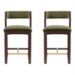 Patricia Modern Wood Upholstered Counter Stool in Turtle Green - Set of 2