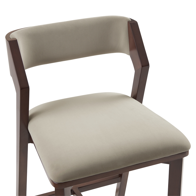 Patricia Modern Wood Upholstered Counter Stool in Linen - Set of 2