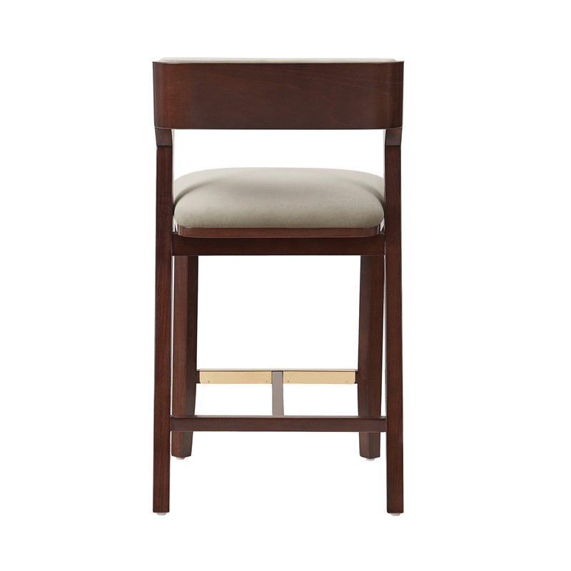 Patricia Modern Wood Upholstered Counter Stool in Linen - Set of 2