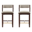 Patricia Modern Wood Upholstered Counter Stool in Linen - Set of 2