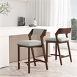 Patricia Modern Wood Upholstered Counter Stool in White Glacier - Set of 2