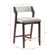 Patricia Modern Wood Upholstered Counter Stool in White Glacier - Set of 2