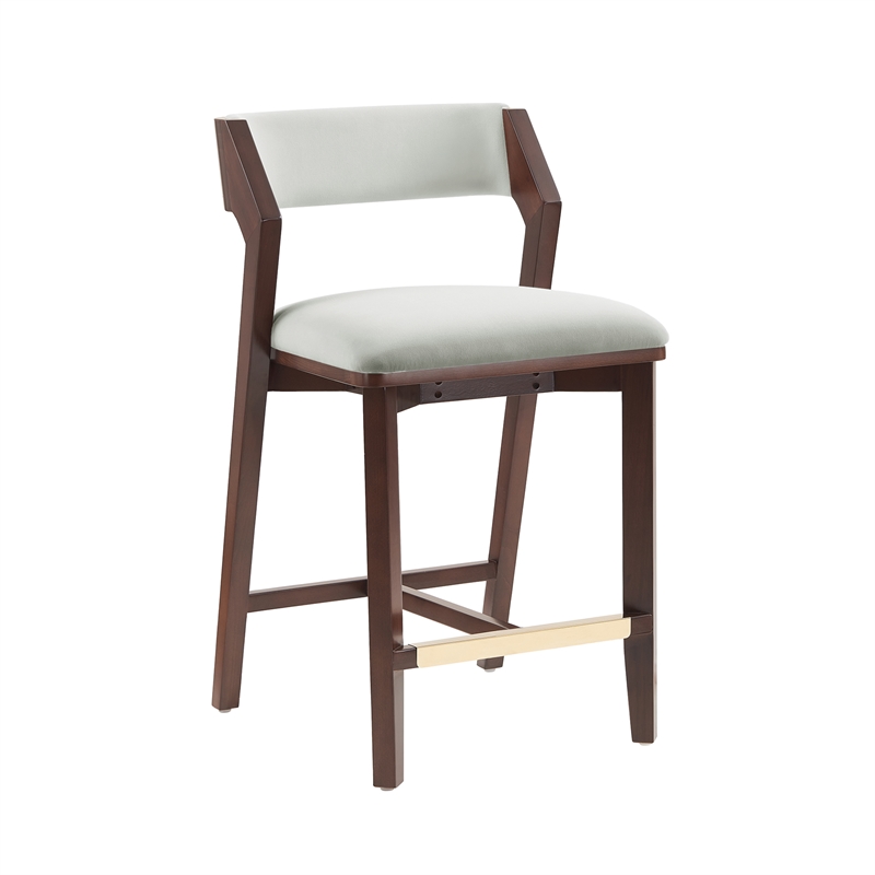 Patricia Modern Wood Upholstered Counter Stool in White Glacier - Set of 2