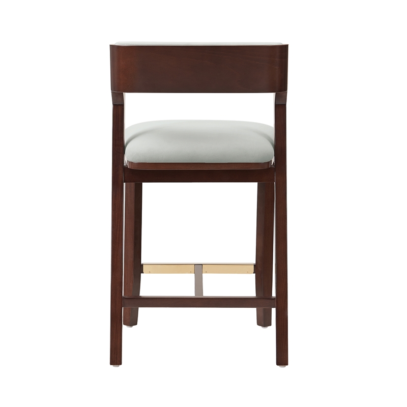Patricia Modern Wood Upholstered Counter Stool in White Glacier - Set of 2