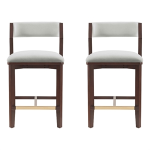 Patricia Modern Wood Upholstered Counter Stool in White Glacier - Set of 2