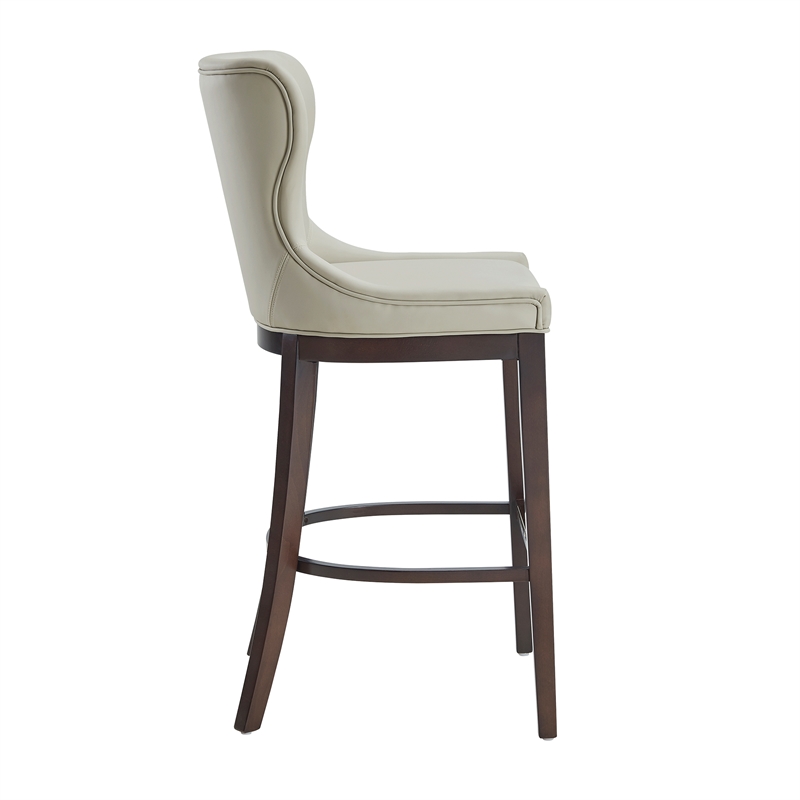 Blair Modern Wood Upholstered Barstool in Stone - Set of 3