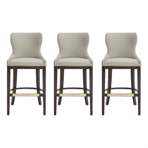 Blair Modern Wood Upholstered Barstool in Stone - Set of 3