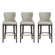 Blair Modern Wood Upholstered Barstool in Stone - Set of 3