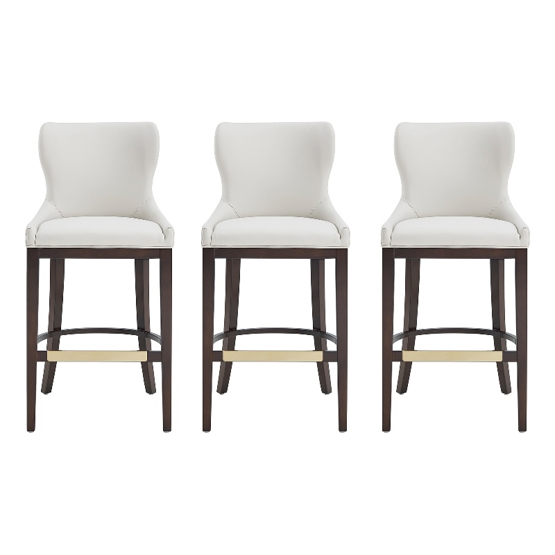Blair Modern Wood Upholstered Barstool in White - Set of 3
