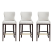 Blair Modern Wood Upholstered Barstool in White - Set of 3