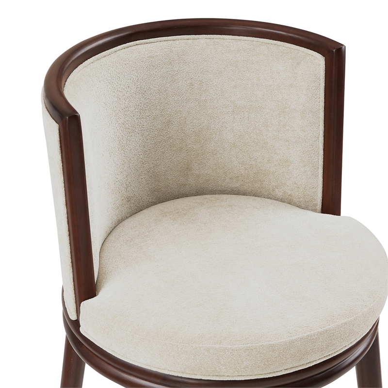 Evalyn Modern Wood Upholstered Barstool in Cream - Set of 3