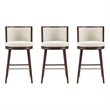 Evalyn Modern Wood Upholstered Barstool in Cream - Set of 3