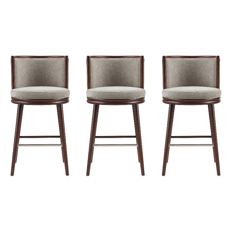 Evalyn Modern Wood Upholstered Barstool in Dove - Set of 3